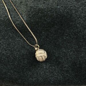 NWT 16” Enamel & Silver Volleyball Charm Necklace Chain Sport Teen